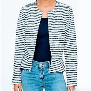 LOFT Outlet | Navy Striped Open Peplum Blazer (XL)